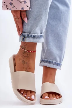 Klasyczne Damskie Klapki Beżowe Rolien