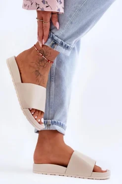 Klasyczne Damskie Klapki Beżowe Rolien