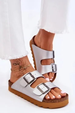 Klasyczne Damskie Klapki Big Star LL274476 Srebrne