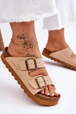 Klasyczne Damskie Klapki Big Star LL274478 Beżowe