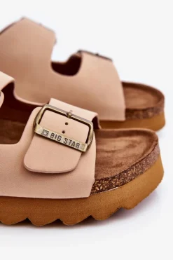 Klasyczne Damskie Klapki Big Star LL274478 Beżowe