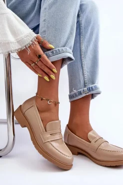 Klasyczne Damskie Mokasyny Beżowe Faradays