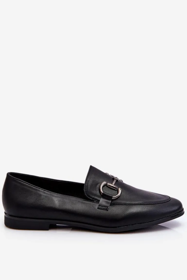 Klasyczne Damskie Mokasyny Z Ozdobą Czarne Jamie