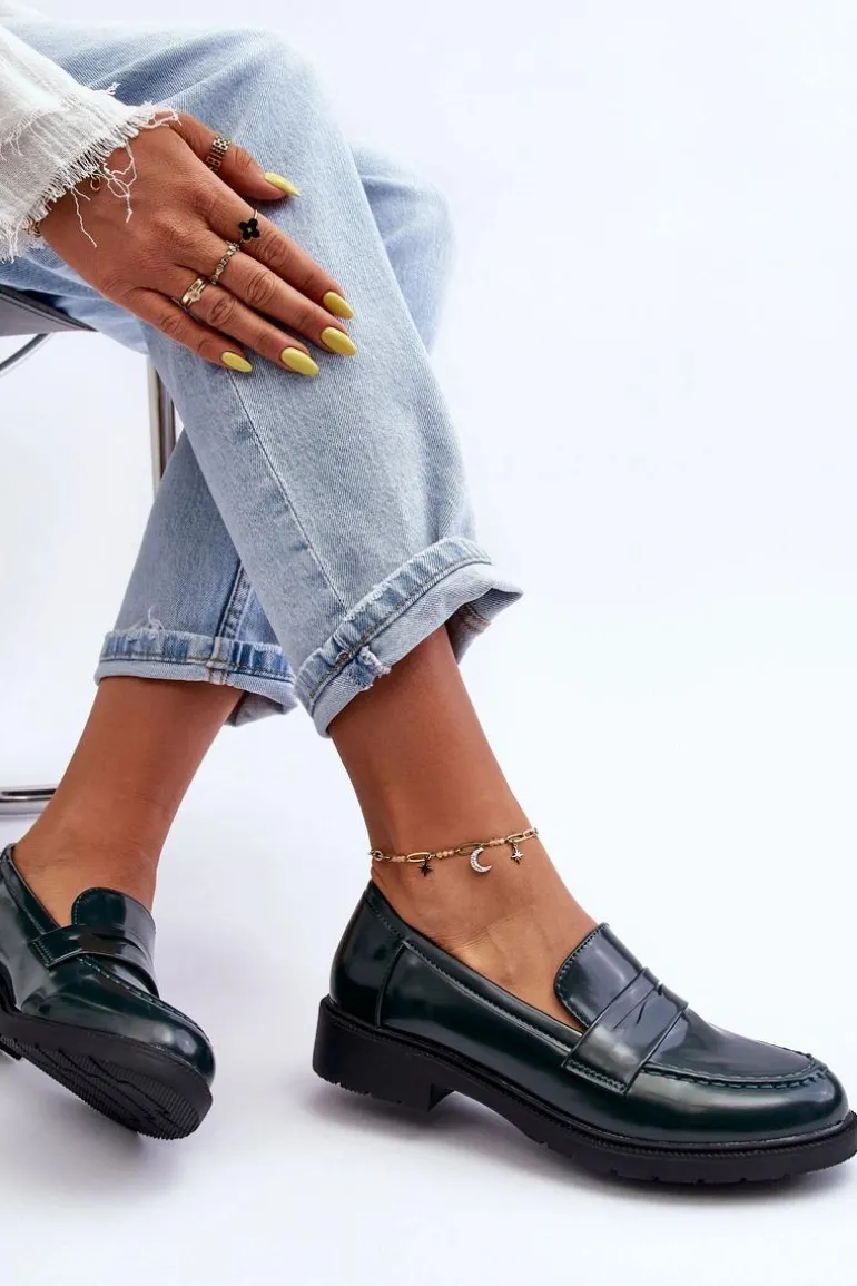 Klasyczne Damskie Mokasyny Zielone Faradays