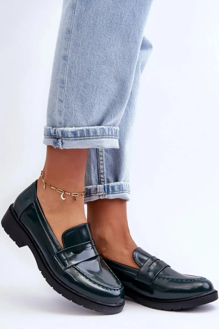 Klasyczne Damskie Mokasyny Zielone Faradays