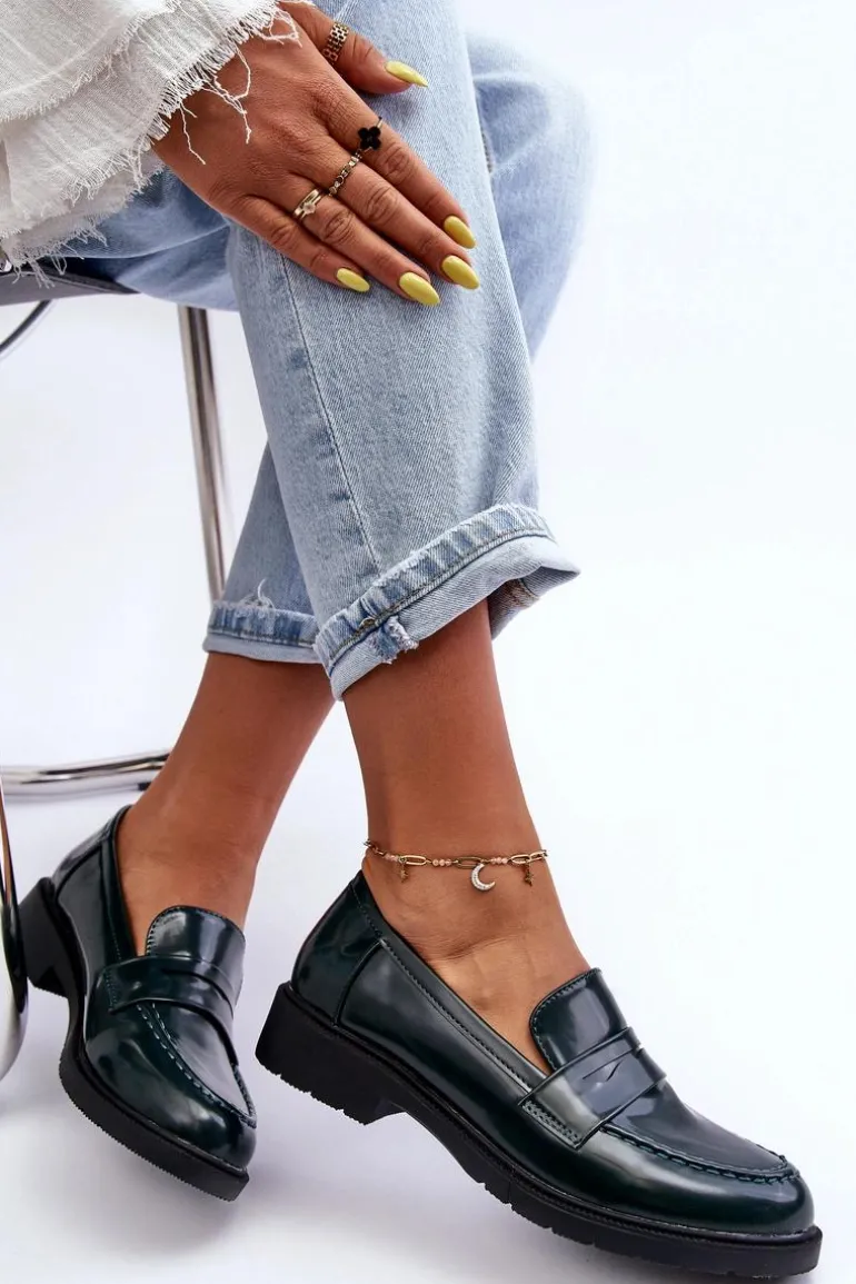 Klasyczne Damskie Mokasyny Zielone Faradays