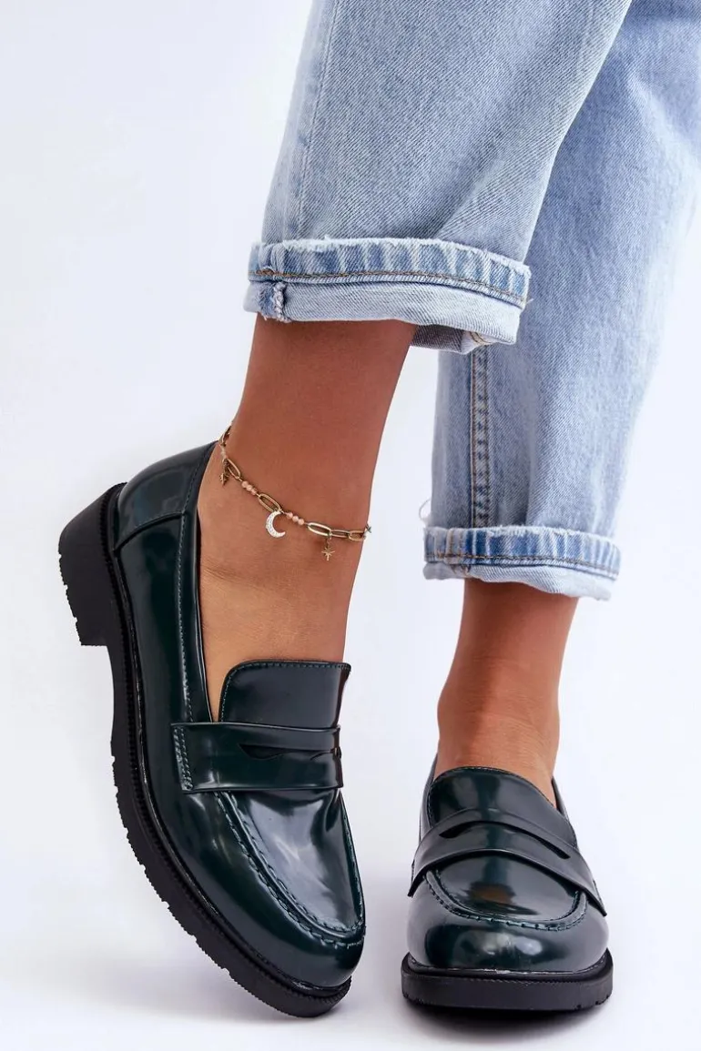 Klasyczne Damskie Mokasyny Zielone Faradays