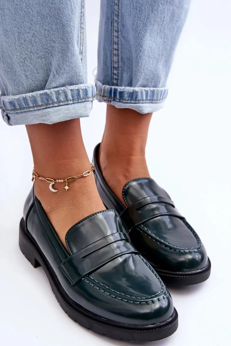 Klasyczne Damskie Mokasyny Zielone Faradays