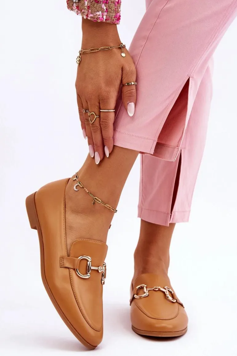 Klasyczne Damskie Mokasyny Z Ozdobą Camel Jamie