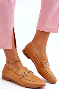 Klasyczne Damskie Mokasyny Z Ozdobą Camel Jamie