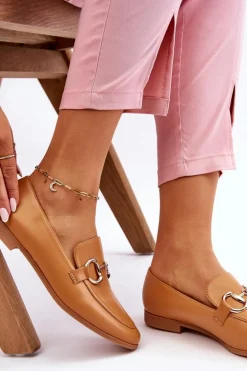 Klasyczne Damskie Mokasyny Z Ozdobą Camel Jamie