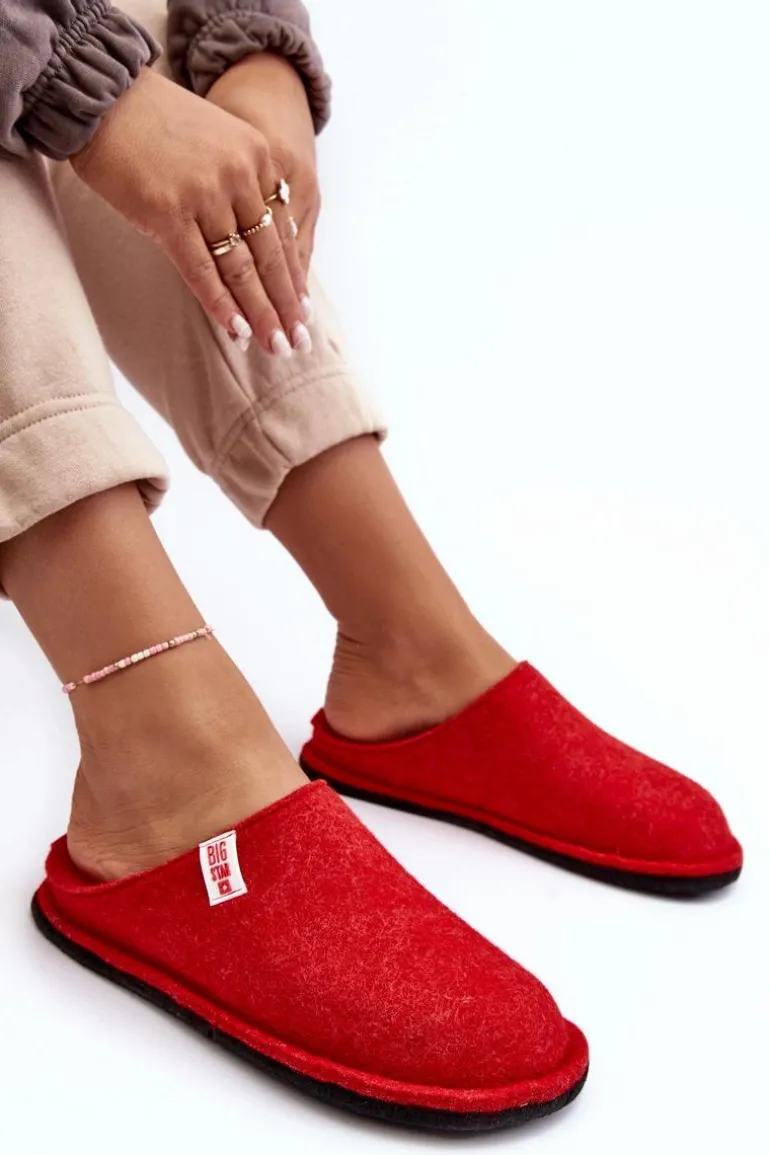 Klasyczne Damskie Papcie Big Star KK276012 Czerwone