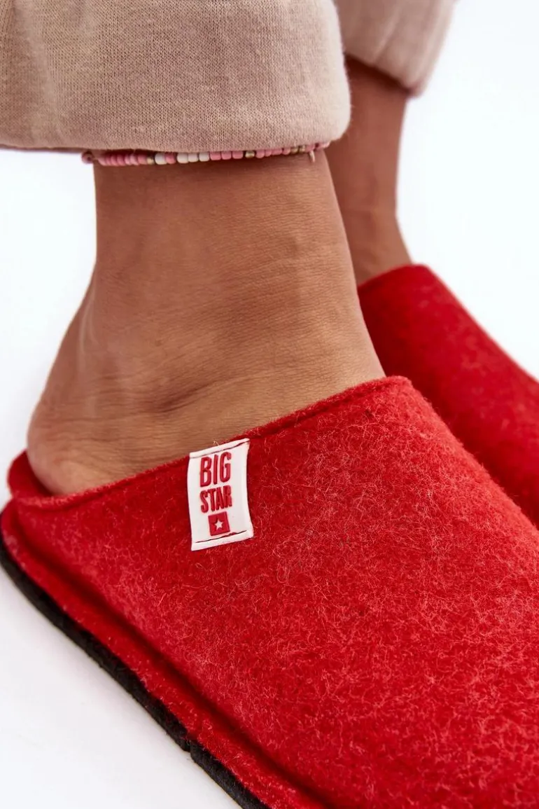 Klasyczne Damskie Papcie Big Star KK276012 Czerwone