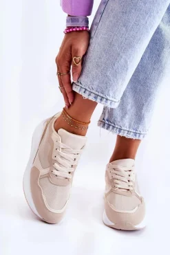 Klasyczne Damskie Sneakersy Beżowe Salema