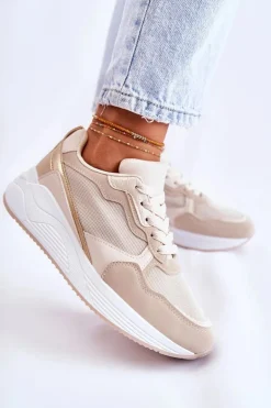 Klasyczne Damskie Sneakersy Beżowe Salema
