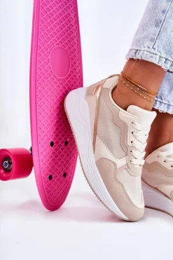 Klasyczne Damskie Sneakersy Beżowe Salema