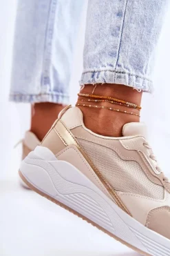 Klasyczne Damskie Sneakersy Beżowe Salema