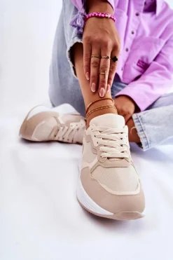 Klasyczne Damskie Sneakersy Beżowe Salema