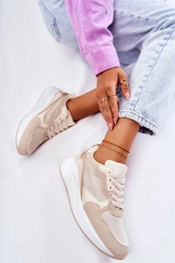 Klasyczne Damskie Sneakersy Beżowe Salema