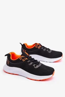 Klasyczne Damskie Sportowe Buty Sznurowane Czarno-Pomarańczowe Darla
