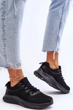 Klasyczne Damskie Sportowe Buty Sznurowane Czarne Darla