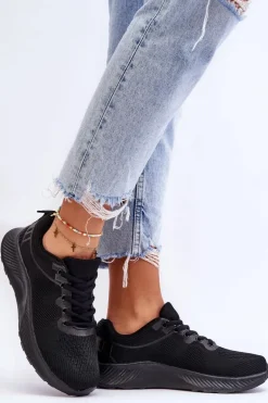 Klasyczne Damskie Sportowe Buty Sznurowane Czarne Darla