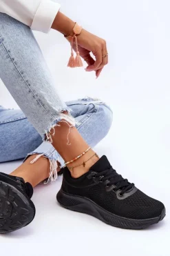 Klasyczne Damskie Sportowe Buty Sznurowane Czarne Darla