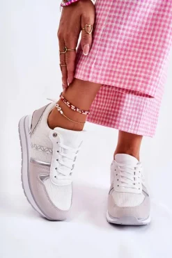 Klasyczne Damskie Wiązane Buty Sportowe Białe Elenes