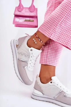 Klasyczne Damskie Wiązane Buty Sportowe Białe Elenes