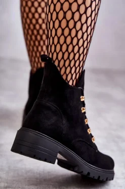 Klasyczne Damskie Zamszowe Botki Czarne Telma