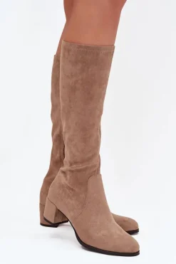 Klasyczne Eko Zamszowe Kozaki Sergio Leone KZ205 Beżowe