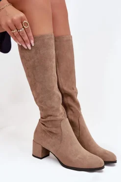 Klasyczne Eko Zamszowe Kozaki Sergio Leone KZ205 Beżowe