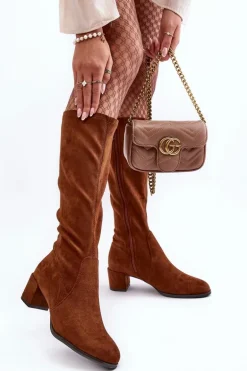 Klasyczne Eko Zamszowe Kozaki Sergio Leone KZ205 Brązowe