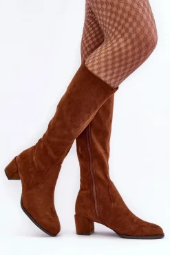 Klasyczne Eko Zamszowe Kozaki Sergio Leone KZ205 Brązowe