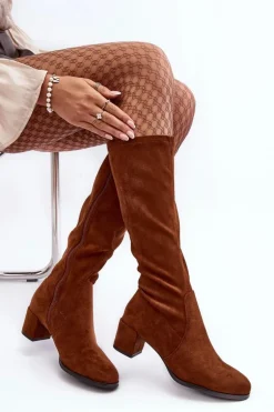 Klasyczne Eko Zamszowe Kozaki Sergio Leone KZ205 Brązowe