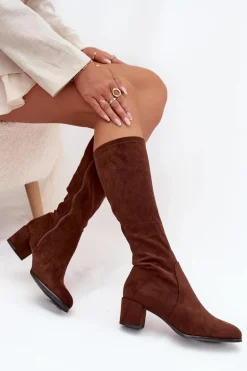 Klasyczne Eko Zamszowe Kozaki Sergio Leone KZ205 Ciemnobrązowe