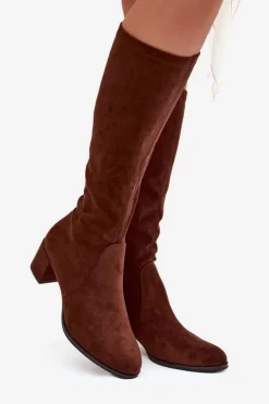 Klasyczne Eko Zamszowe Kozaki Sergio Leone KZ205 Ciemnobrązowe