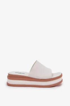 Klasyczne Klapki Damskie Na Platformie I Koturnie Białe Florenis