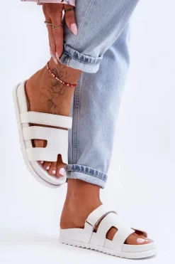 Klasyczne Klapki Damskie Białe Molie