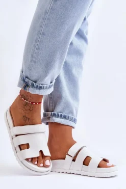 Klasyczne Klapki Damskie Białe Molie