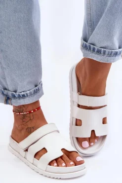 Klasyczne Klapki Damskie Białe Molie