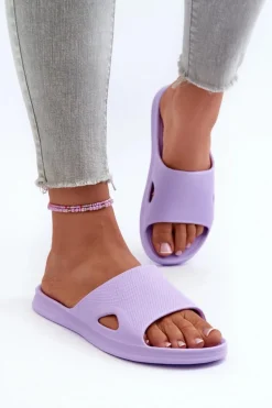 Klasyczne Klapki Damskie Fioletowe Juniria