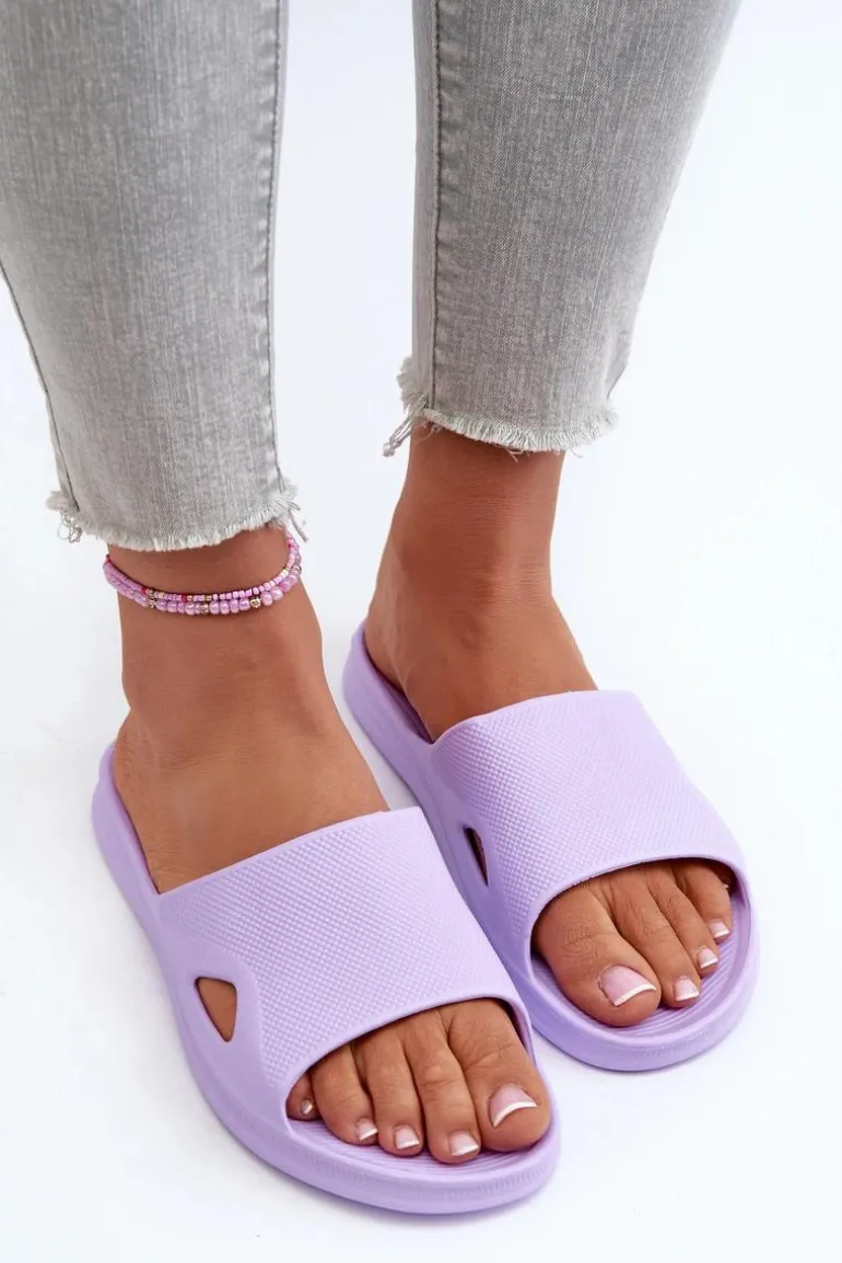 Klasyczne Klapki Damskie Fioletowe Juniria