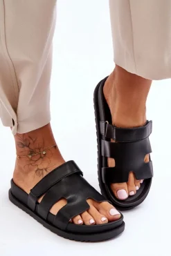 Klasyczne Klapki Damskie Czarne Molie