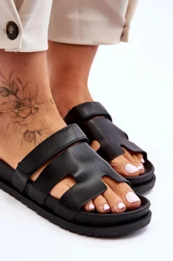 Klasyczne Klapki Damskie Czarne Molie