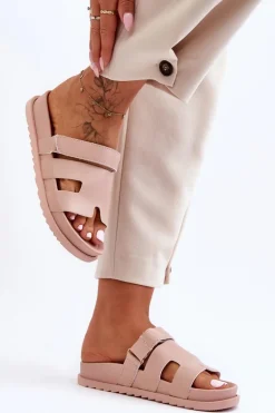 Klasyczne Klapki Damskie Beżowe Molie