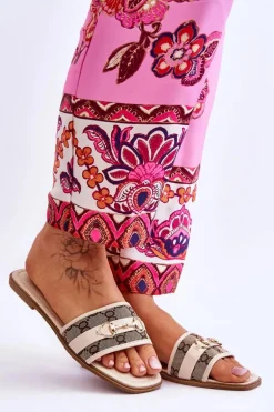 Klasyczne Klapki Na Płaskim Obcasie Beżowe Marlene