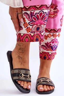 Klasyczne Klapki Na Płaskim Obcasie Czarne Marlene