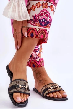 Klasyczne Klapki Na Płaskim Obcasie Czarne Marlene