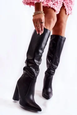 Klasyczne Kozaki Na Słupku Czarne Mayra